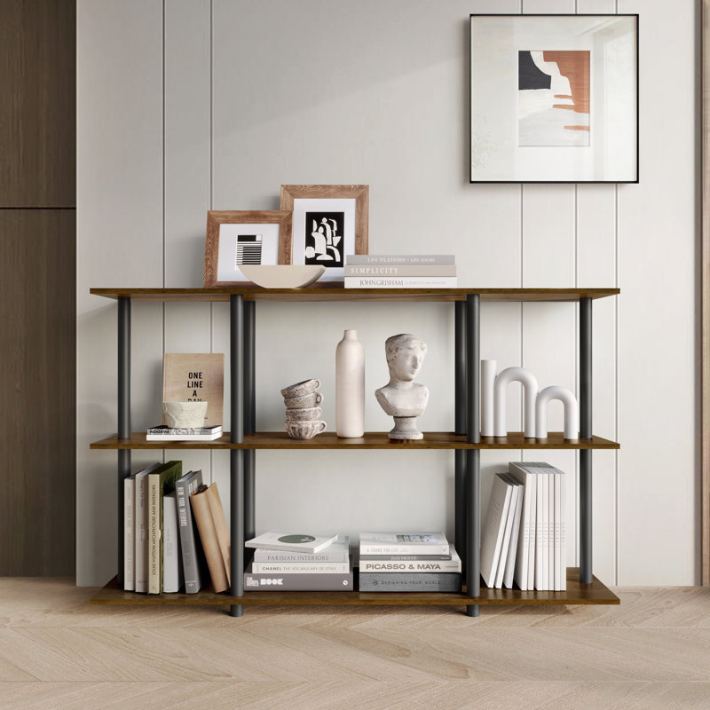 Easy Twist Assembly 3-Tier Wide Display Shelf In Brown, Brown