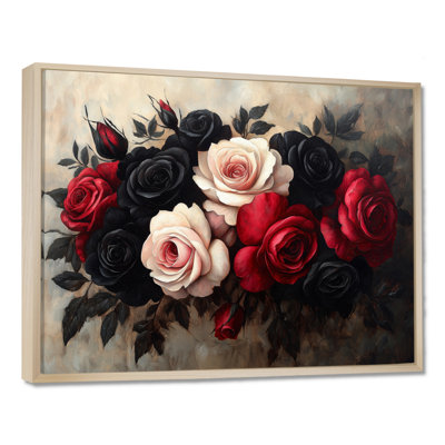 Morlee Midnight Pink Red Roses Bouquet - Roses Wall Art Decor