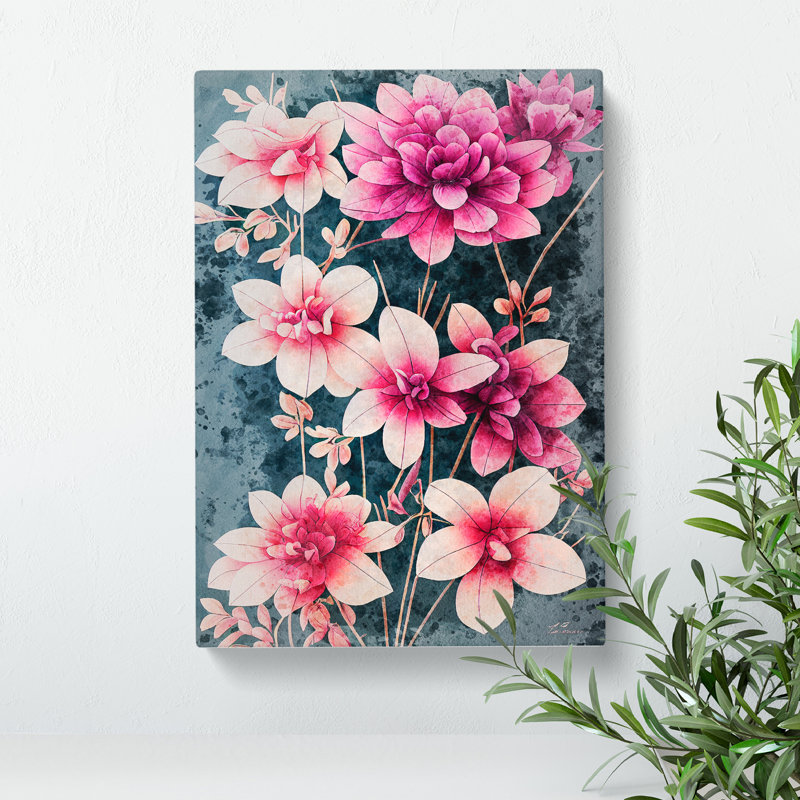 Flowers Water Painting No.4 - Wrapped Canvas, 50cm H x 35cm W x 3cm D