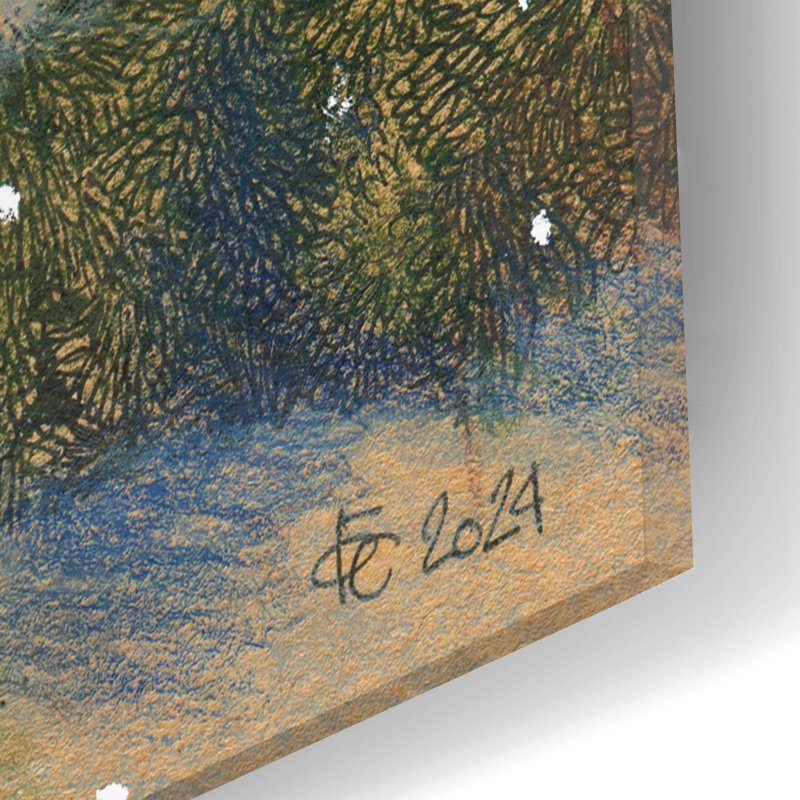  «Cristmas House» par Olga Grebennik, art mural en verre acrylique, 16 po x 24 po