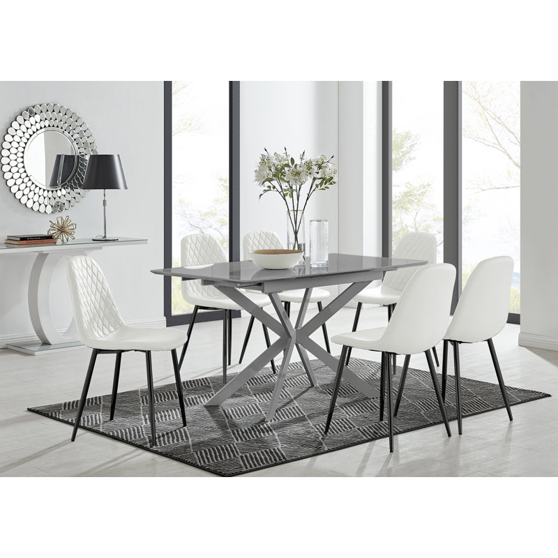 Dining Set, White, 6