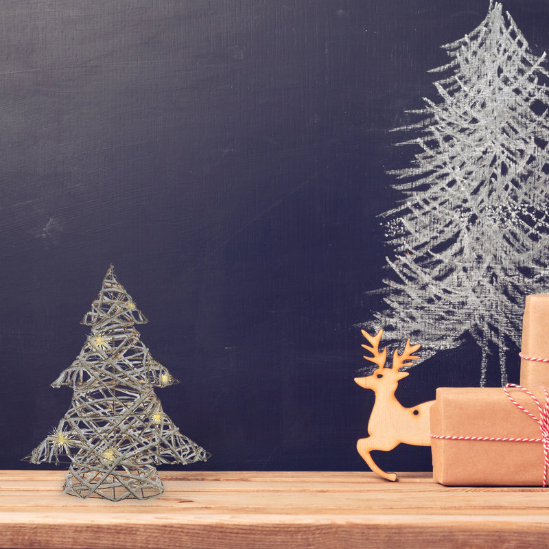 Petit arbre de Noël à DEL, H 18,9 po x l 3,54 po x P 15,16 po, Blanc / doré