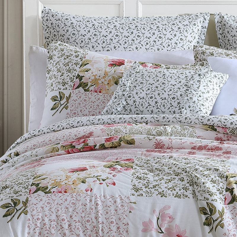 Ensemble d'édredon réversible en coton Keighley , Très grand édredon, 4 taies décoratives et 2 co
