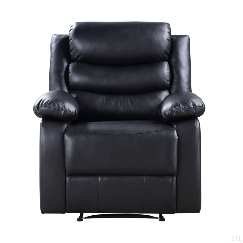 Fauteuil inclinable électrique en cuir synthétique, Manuel - Bouton-poussoir, Noir
