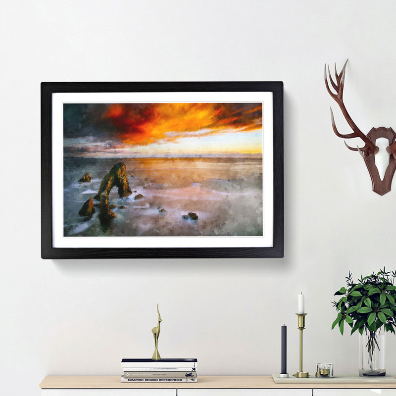 Crohy Head Sea Arch in Ireland - Picture Frame Graphic Art Print, 24cm H x 33cm W x 2cm D, Black Framed
