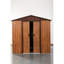Remise en métal 6 pi X avec structure en acier galvanisé, fondation, évents perforés, panneaux de fer et de café-118823242