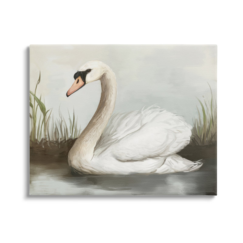 «Au-872», impression sur toile «Swan In Pond On Canvas» par Ziwei Li, H 30 po x l 40 po x P 1,5 po