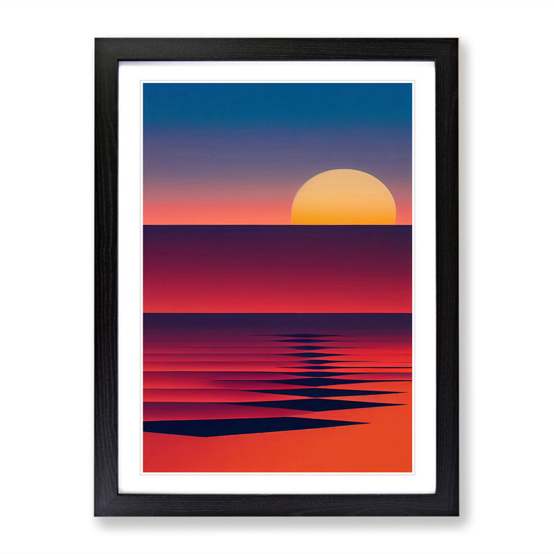 Unreal Sunset Abstract - Single Picture Frame Print, 64cm H x 46cm W x 2cm D, Black 