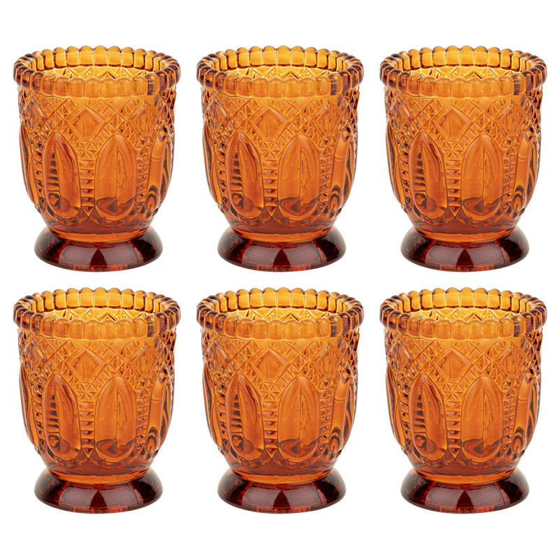 3'' H Glass Tabletop Votive Holder, Amber