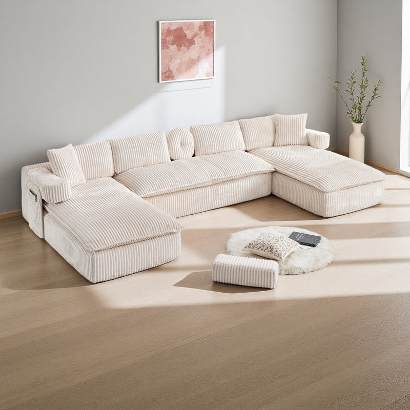 Canapé modulaire surdimensionné de 149 po, canapé en U de 149 po et canapé modulaire 7 en 1, Beige