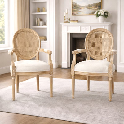 Chaise de salle à manger en bois massif avec revêtement français (ensemble de 2)