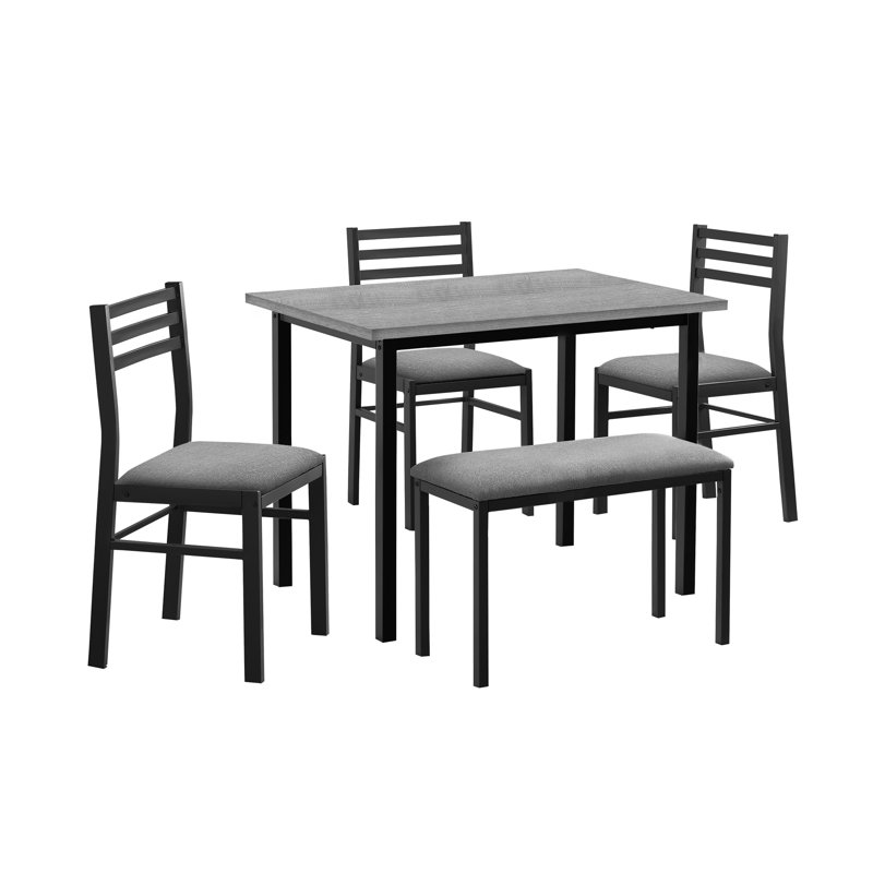 Ensemble repas pour 4 personnes Huell, gris, Noir, Noir