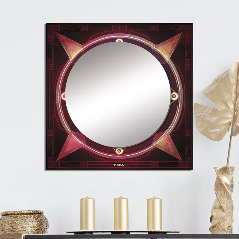 Ismaeel - miroir carré géométrique moderne pour décoration murale, 29 po x 29 po