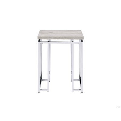 Table de bout en chêne naturel et finition chromée