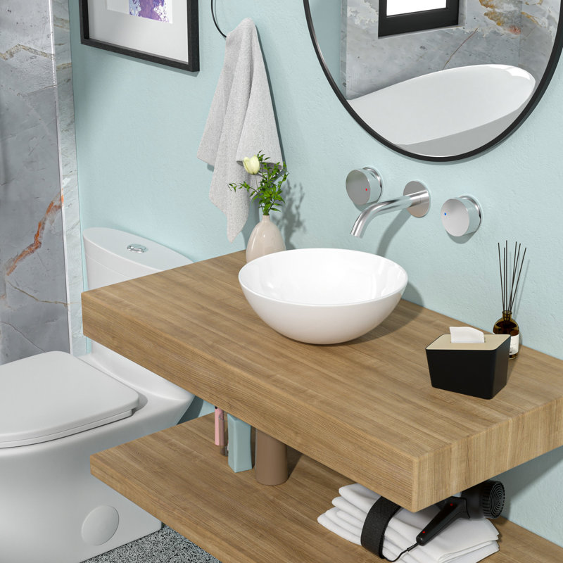 Lavabo vasque en céramique blanc pour salle de bain 13 X 13 pouces - moderne, teint, choix polyvalent, divers emplacements