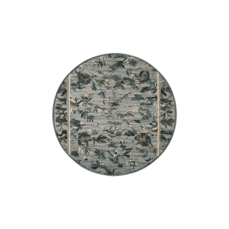 Machine Washable Brown Area Rug, Round 6'