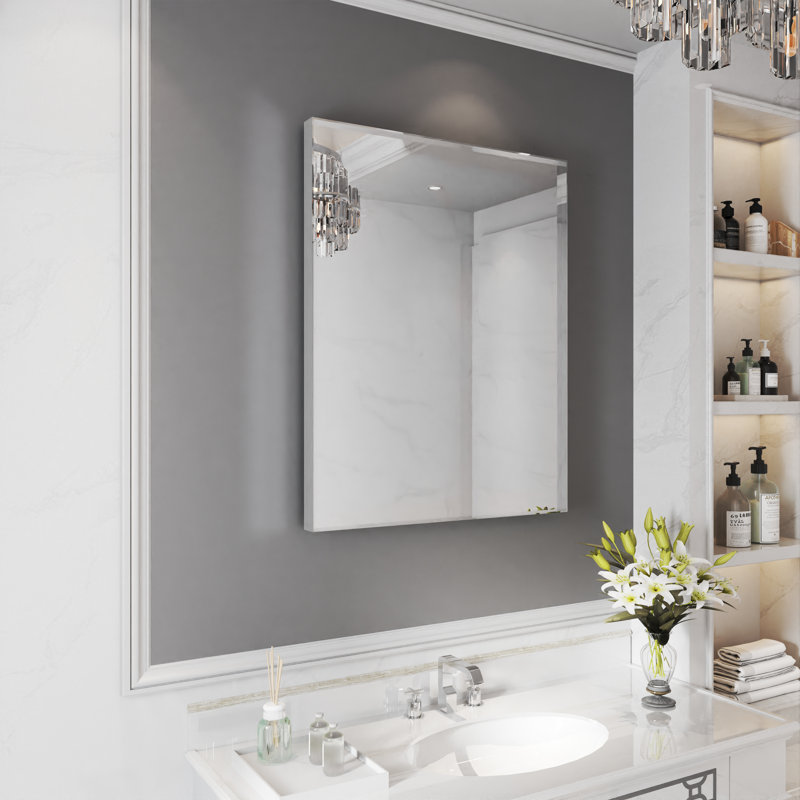 Metal Rectangle Mirror, 32" x 40", Silver