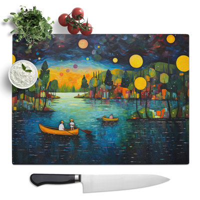 Lake Action  Glass Chopping Board