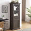 Grande armoire de rangement autoportante avec porte vitrée et tablettes réglables, buffet pour une organisation polyvalente de la pièce