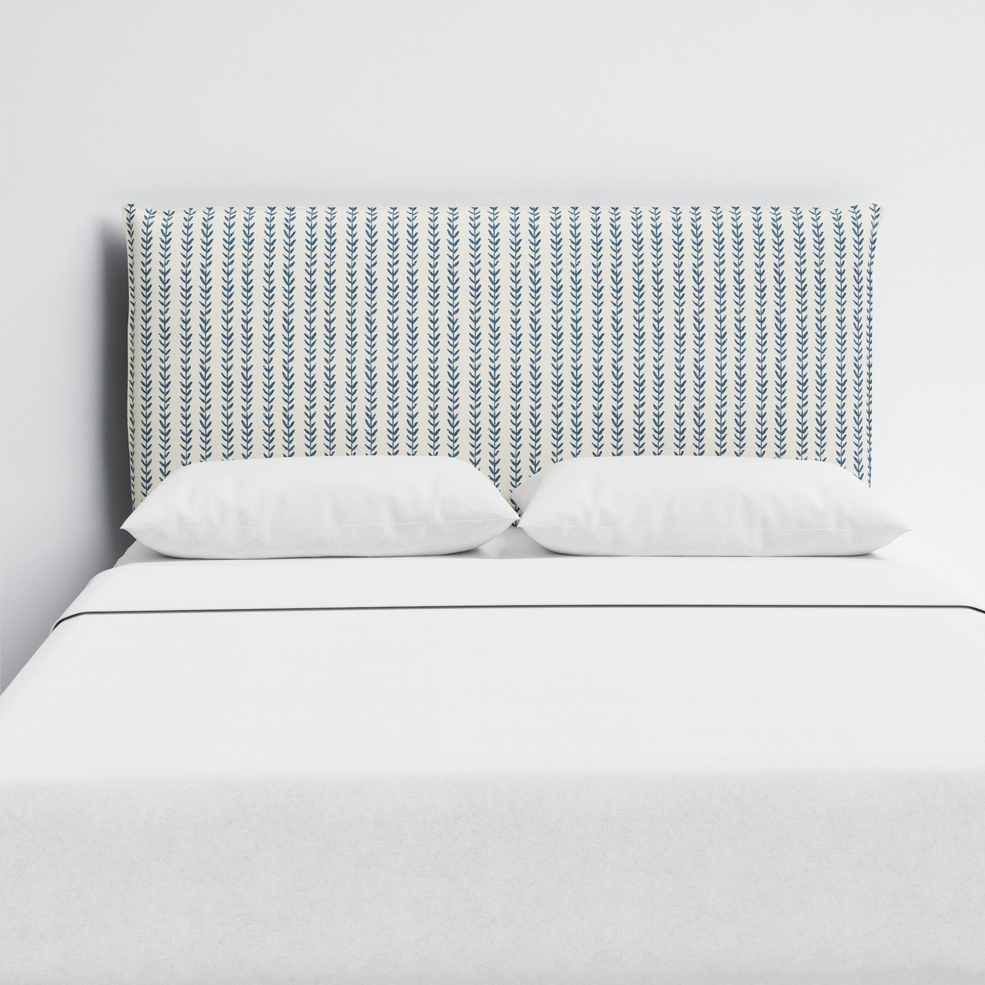 Bessinger Headboard, Vine Stripe Dusty Blue, Queen