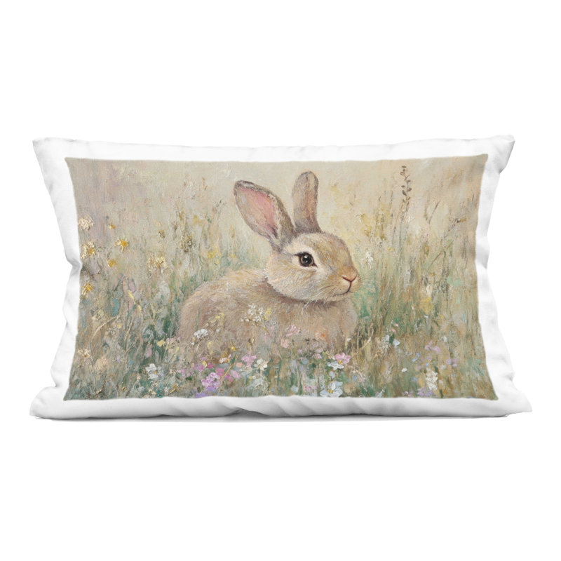 Coussin décoratif imprimé Autumn Bunnies & Apples, par Petal Prints Design, Rectangle H 20 po x l 14 po