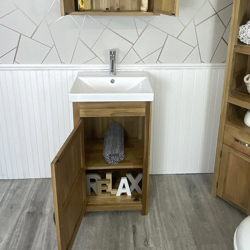 Marte 520mm Single Bathroom Vanity with Integrated Ceramic Basin, Oak