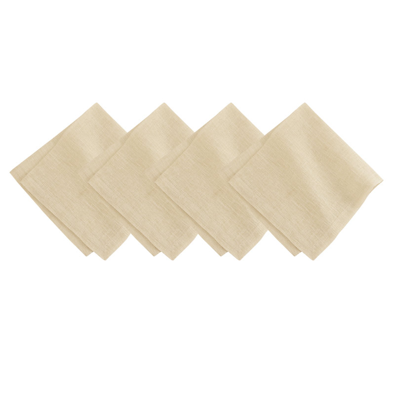 La Classica 4 Piece Linen Napkin Set, Ivory/Gold