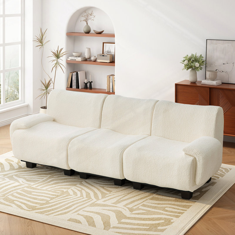 94.5" Sofa Couch Chenille Upholstered Sofa, Beige