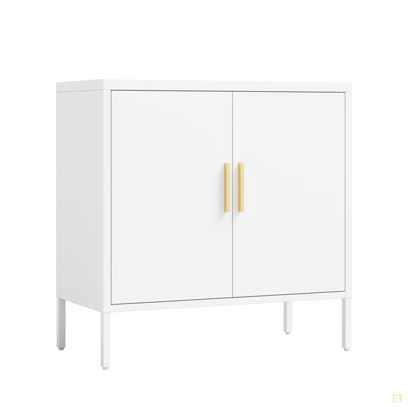 Metal Storage Cabinet With 2 Doors And 2 Adjustable Shelves, Steel Garage Storage Cabinet, Metal File Cabinet For Home Office School Gym