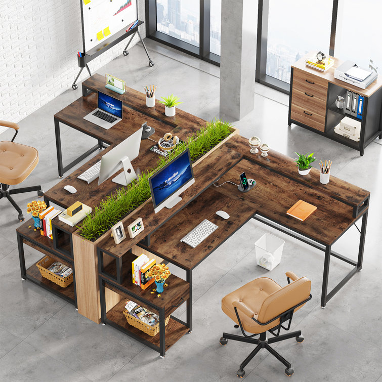 17 Stories Computer Desk with Storage Shelves & Reviews