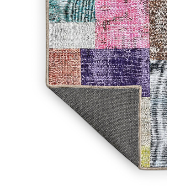 Tapis gris/rose/beige contemporain, Rectangle 5 pi x 7 pi