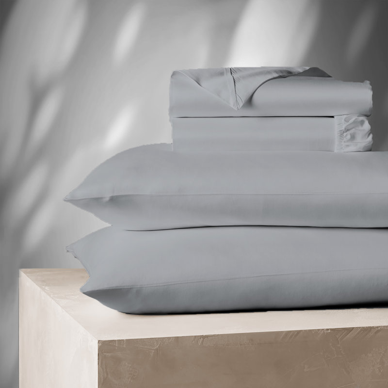 1200TC Premium Cotton-Blend Ultra-Soft Sateen Sheet Set, Full Sheet Set with 2 Pillowcases, Navy
