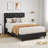 Heavy-Duty Platform Bed Frame, With Height Adjustable Fabric Headboard-2128307092-2128307091