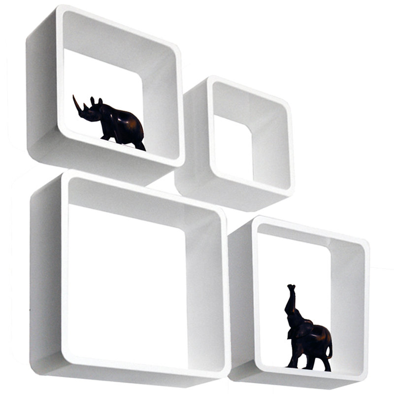 4 Piece Floating Shelf, White