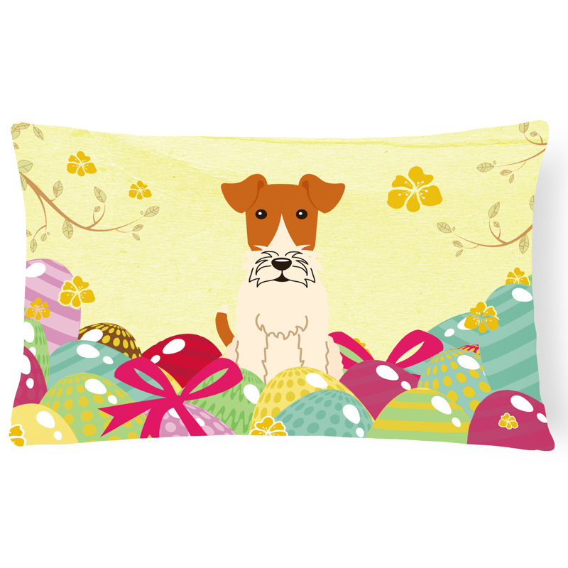 Coussin lombaire terrier en fil de pâques œufs