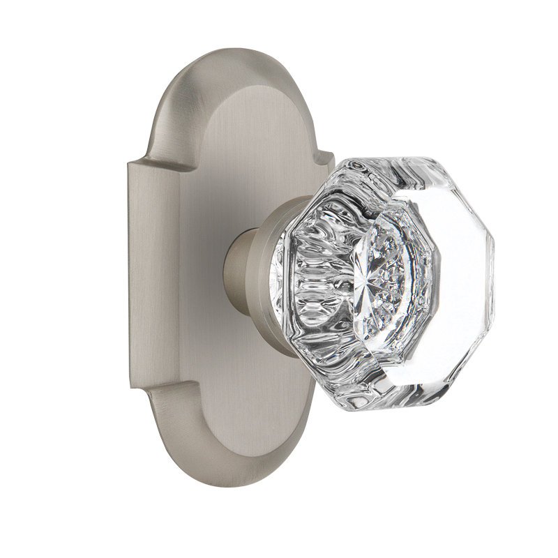 Cottage Plate with Waldorf Door Knob, Satin Nickel