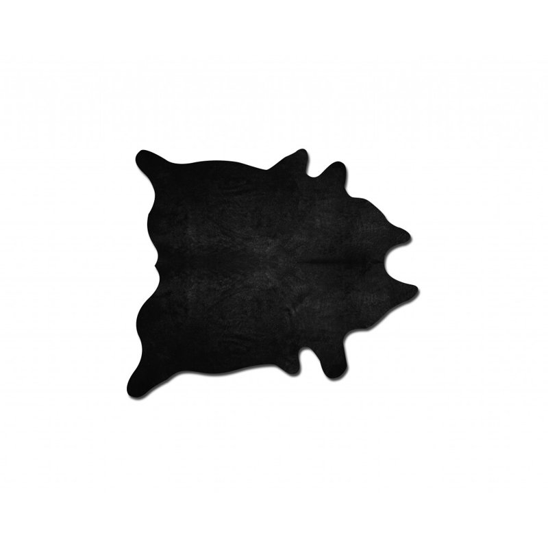 Tapis en cuir de vache fabriqué à la main noir Plainsboro, Nouveauté 5 pi x 7 pi