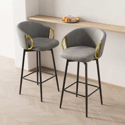 Chaises de salle à manger pivotantes à 360 ° en velours (de 4) - Assise confortable, construction pour la maison et le bureau Moderne 4 rotations, multifonctionnel pour les bars Bureaux noir / gris Choix