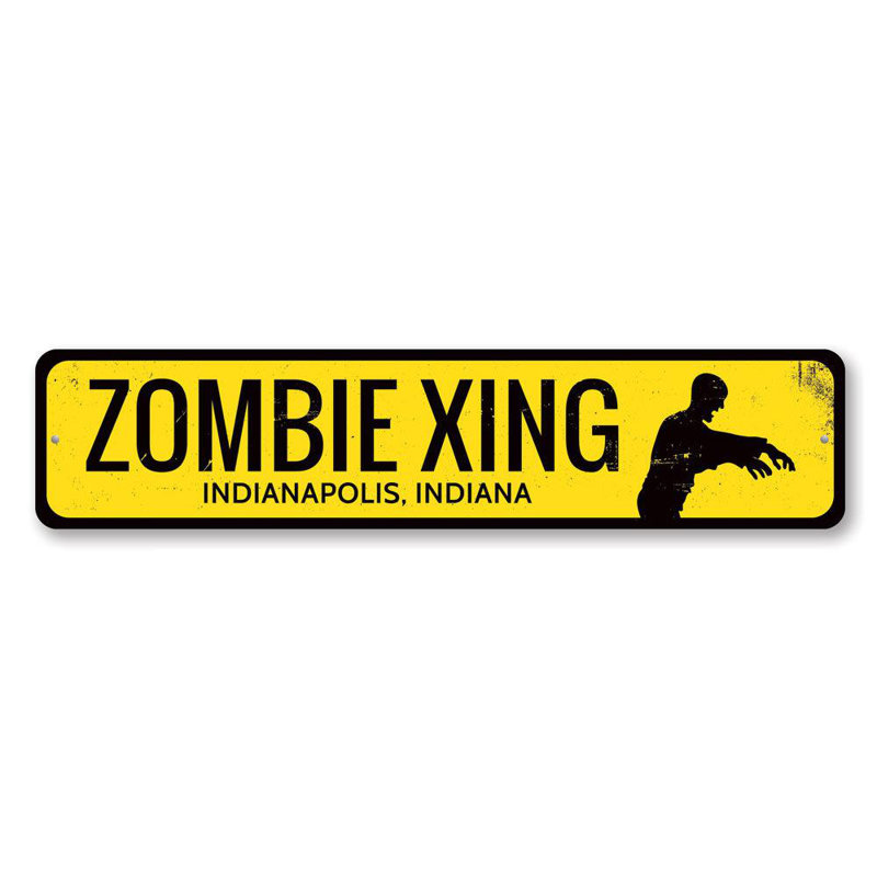Signe en aluminium Zombie Crossing, H 4 po x l 18 po x P 0,04 po