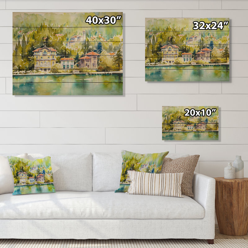 Beautiful Summer Lake House - Peinture sur bois sans cadre, H 30 po x l 40 po x P 1 po