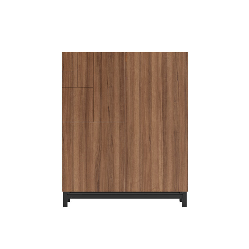 18 Pair Shoe Storage Cabinet, Walnut/Black