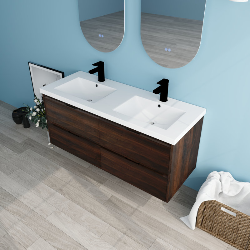 48'' Double Bathroom Vanity with Resin Top
