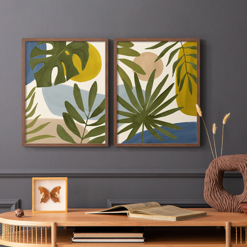 Impression encadrée Tropica Tumble I-Premium - prête à être accrochée - aucun clou requis - aucun clou requis, Noyer