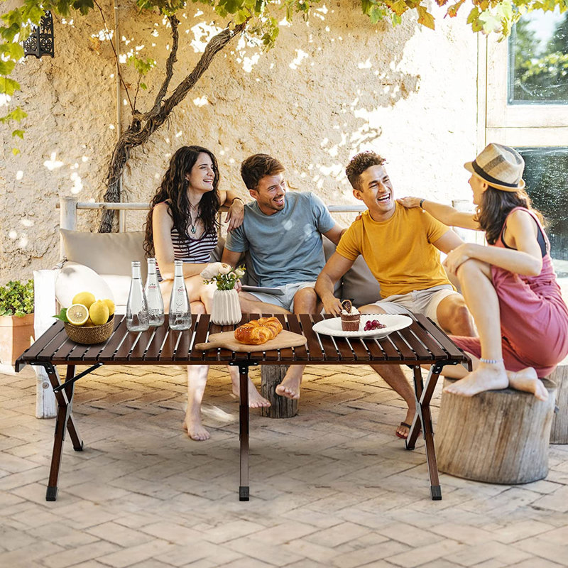 Amissa Folding Camping Table, Brown