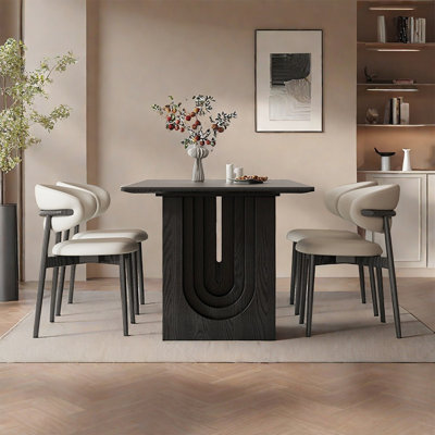 French minimalist rectangular dining table set