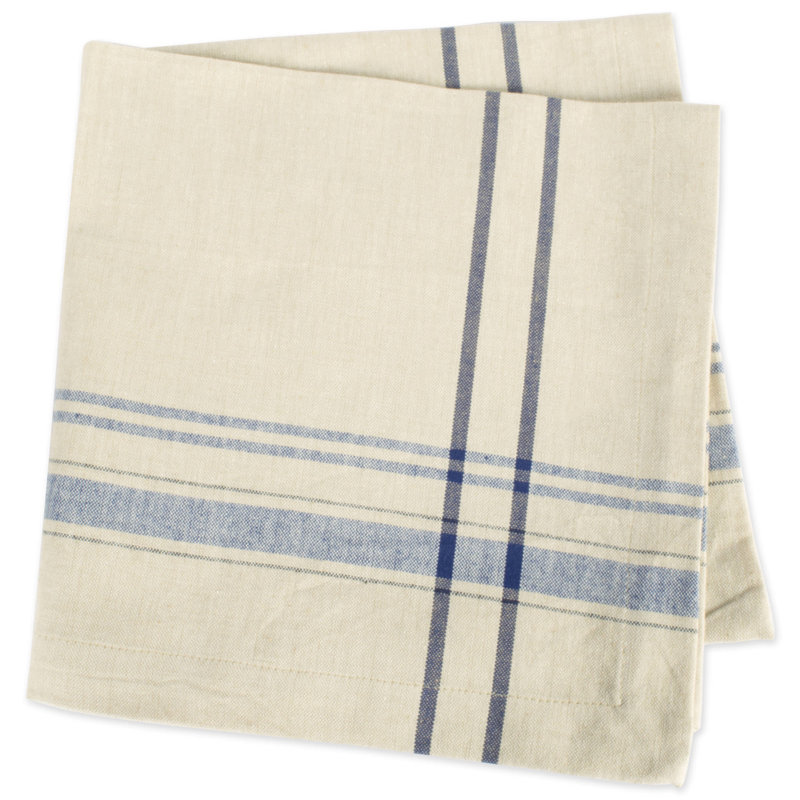 Shelton Cotton Blend Striped Square Napkin, Nautical Blue