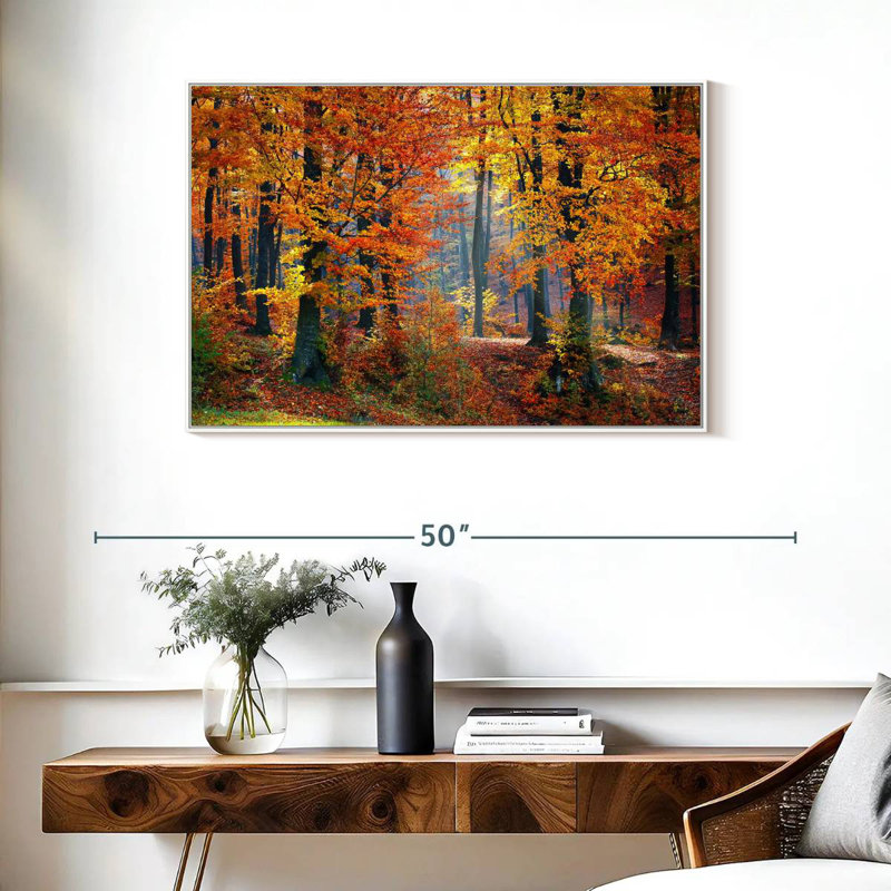 Arbres d'automne, Cadre flottant blanc, 37 po x 25 po