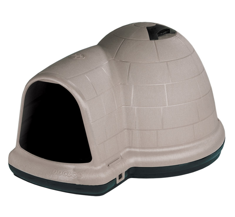 Large Taupe and Black Insulated Plastic Igloo Dog House
