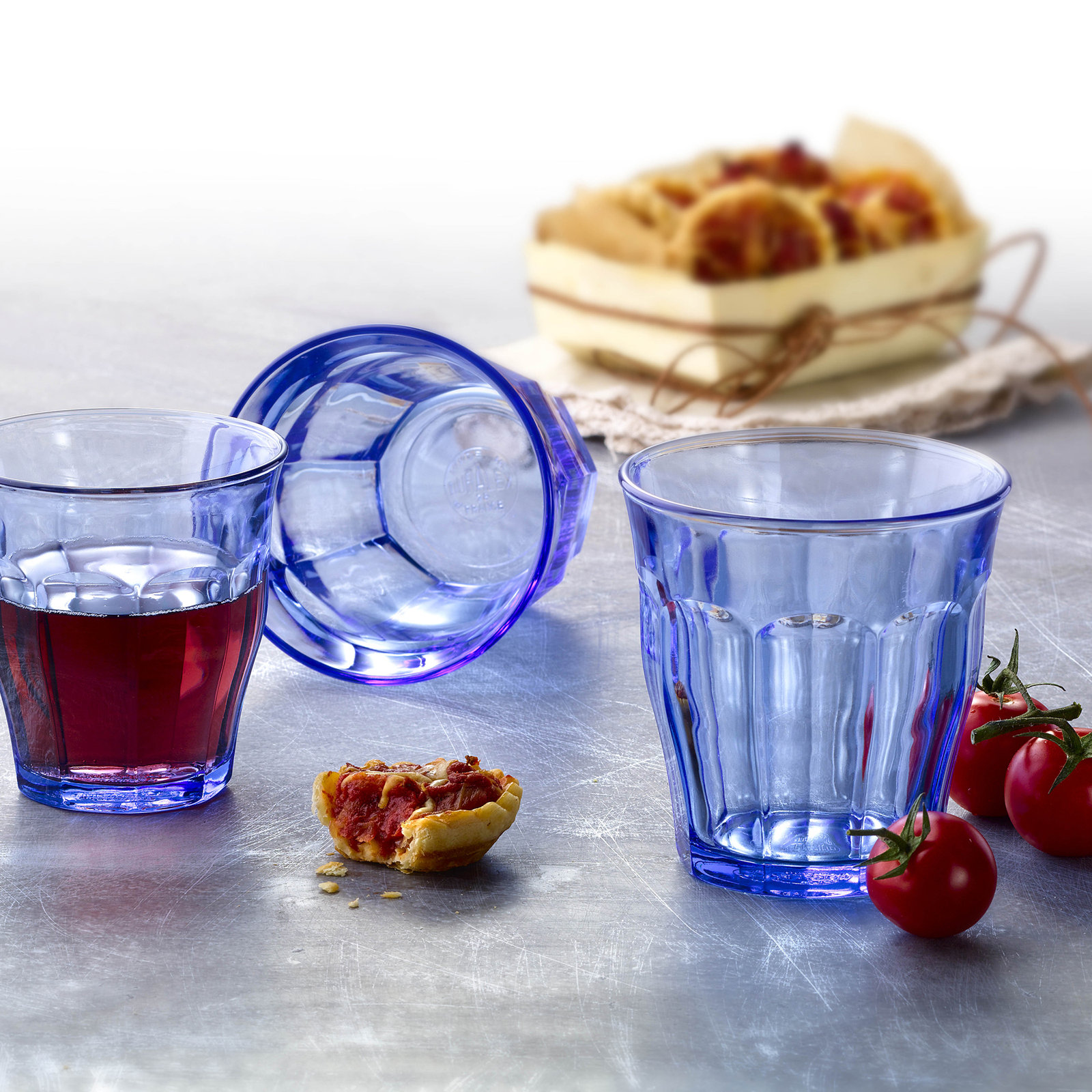 Picardie Ribbed Drinking Glass, Marine, 8.38 oz.