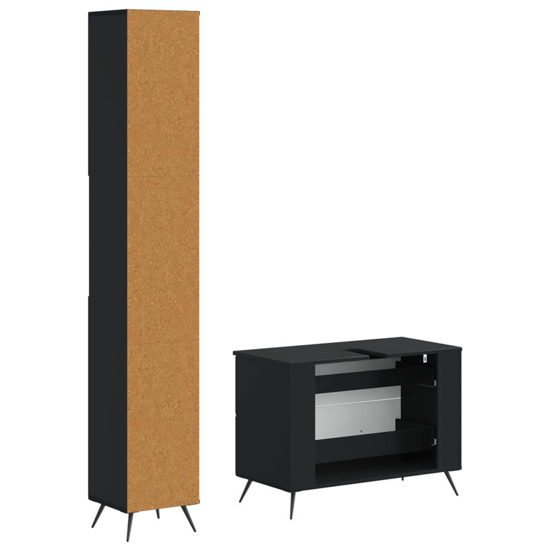 Bathroom Storage Furniture Set, Black